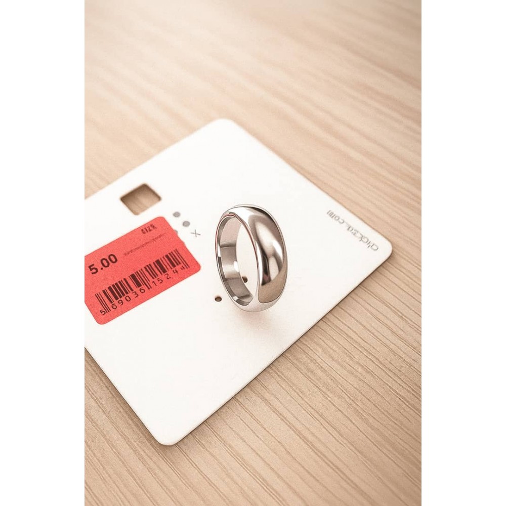 انگشتر استیل ساده نقره ای برند six