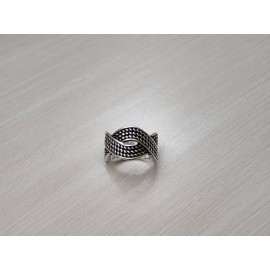 انگشتر استیل طرح بافت نقره ای سیاه قلم