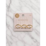 ست 3 عددی انگشتر طلایی ظریف نگین دار دخترانه برند accessories