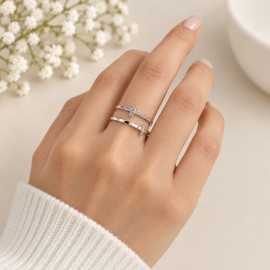 انگشتر دو لاین روکش نقره دخترانه برند accessories