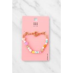 دستبند مهره ای ترکیبی با زنجیر طلایی برند six