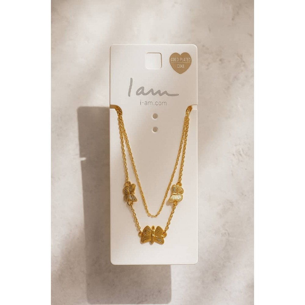 دستبند طلایی دولاین پروانه ای برند I am