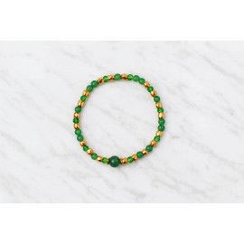 دستبند دخترانه مرواریدی سبز و طلایی