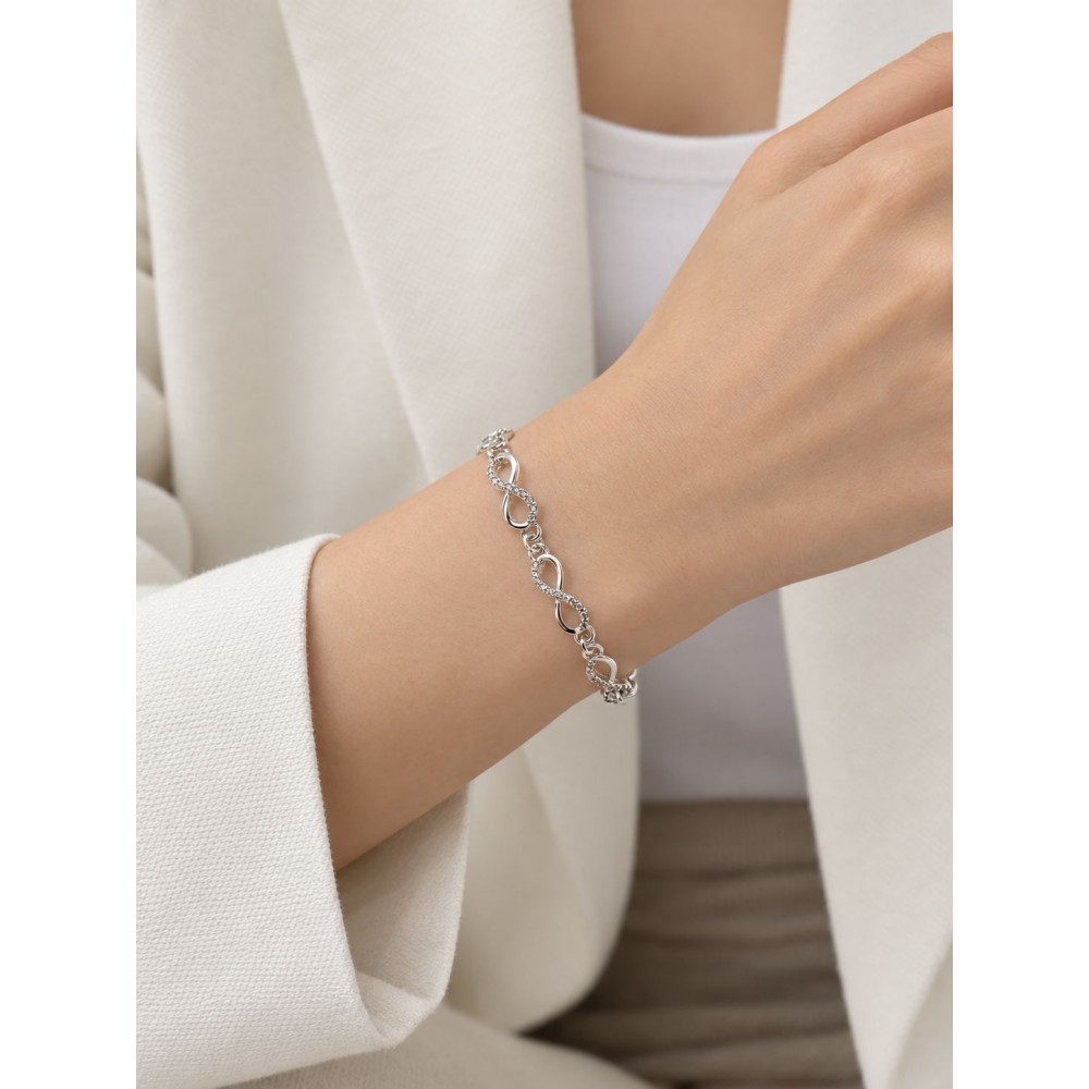 دستبند دخترانه روکش نقره مدل بی نهایت برند accessories
