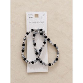 پک 2 عددی دستبند کشی مشکی نقره ای دخترانه برند accessories
