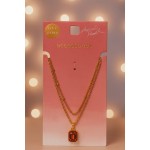 گردنبند دولاین روکش طلا با پلاک نگین قرمز برند accessories