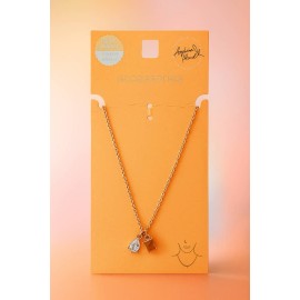 گردنبند ظریف طلایی رنگ ثابت با دو پلاک نگینی برند accessories