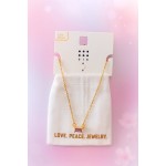 گردنبند ظریف روکش طلا و رنگ ثابت با پلاک نگین بنفش برند six