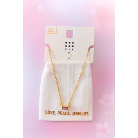 گردنبند ظریف روکش طلا و رنگ ثابت با پلاک نگین بنفش برند six