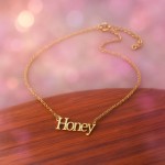گردنبند ظریف طلایی ضدحساسیت با پلاک Honey