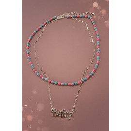 گردنبند دولاین نقره ای و مرواریدی برند six