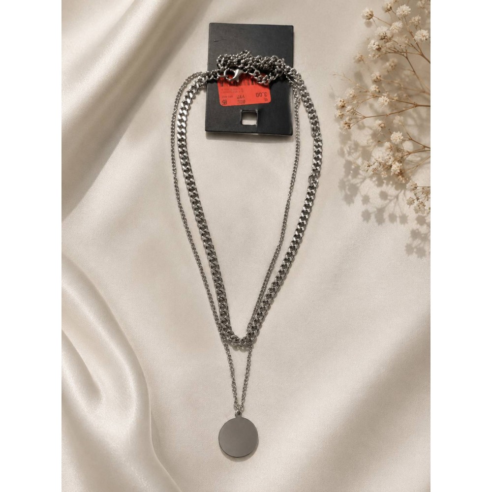 گردنبند استیل کارتیه دولاین مردانه با پلاک دایره ای برند accessories
