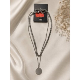 گردنبند استیل کارتیه دولاین مردانه با پلاک دایره ای برند accessories