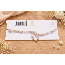 گردنبند مرواریدی سفید نگین کاری شده برند six