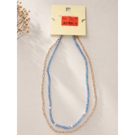 گردنبند دولاین مهره ای آبی و زنجیری برند accessories