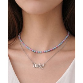 گردنبند دولاین نقره ای و مرواریدی برند six