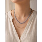 گردنبند دولاین مهره ای آبی و زنجیری برند accessories