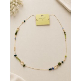 گردنبند زنجیری طلایی رنگ ثابت با مهره های رنگی برند accessories