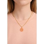 گردنبند طلایی رنگ ثابت با پلاک گل نارنجی برند six