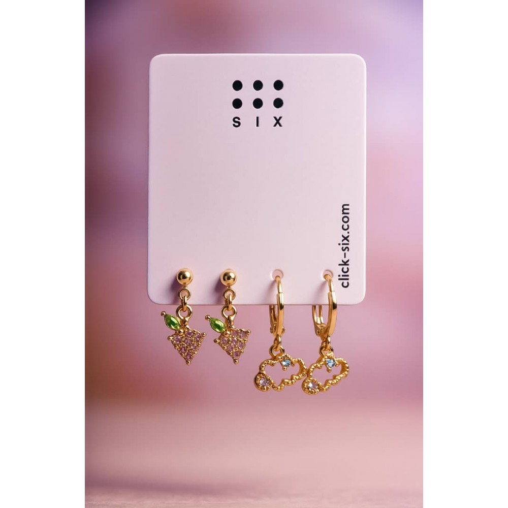 گوشواره های طلایی نگین دار برند six