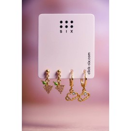 گوشواره های طلایی نگین دار برند six