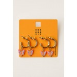 گوشواره نیم حلقه ای طلایی آویزدار پروانه ای برند six