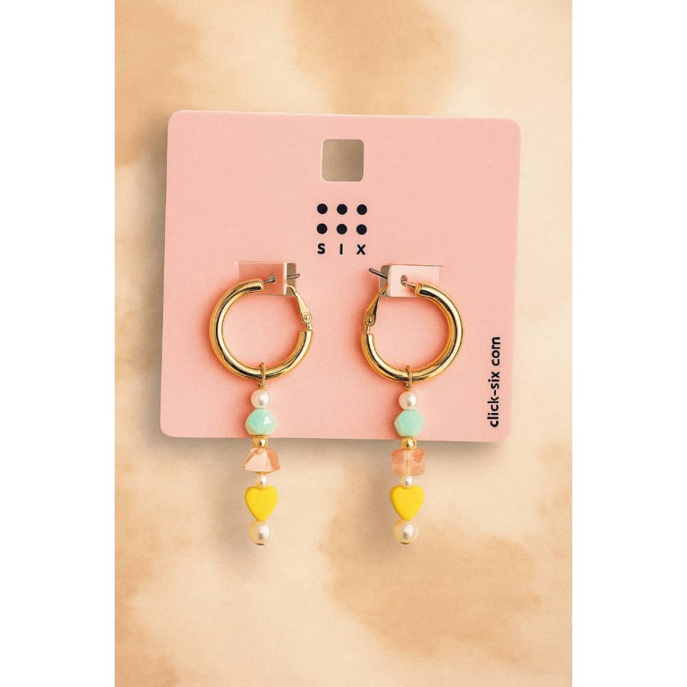 گوشواره حلقه ای آویز مرواریدی برند six