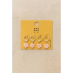 گوشواره حلقه ای آویز گل صورتی برند six