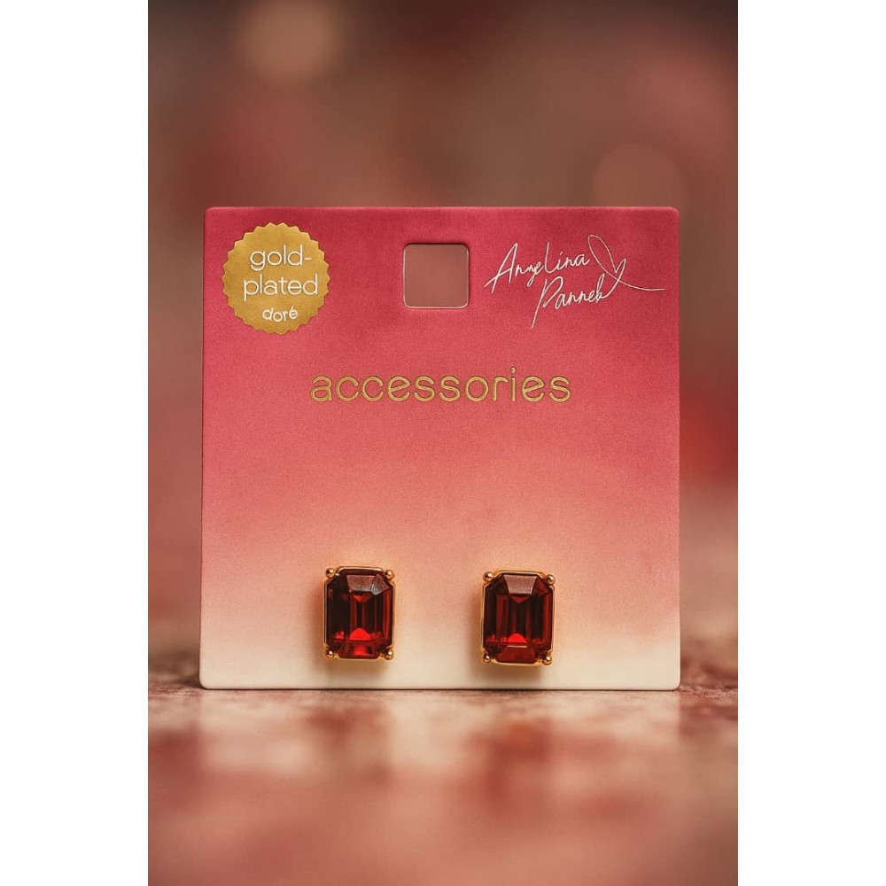 گوشواره میخی نگین قرمز برند accessories