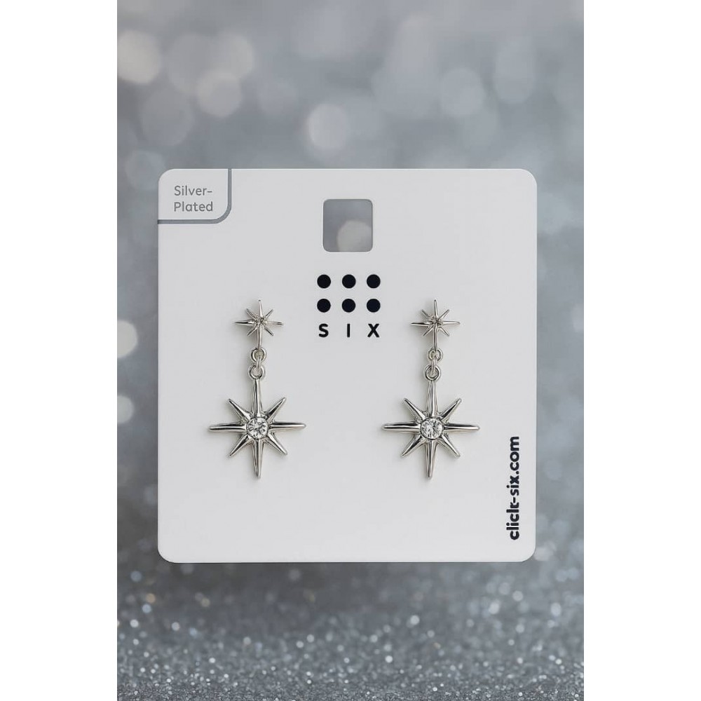 گوشواره میخی ستاره ای روکش نقره برند six