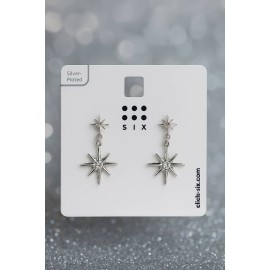 گوشواره میخی ستاره ای روکش نقره برند six
