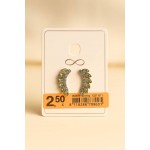 گوشواره میخی طرح گندمی سبز نگین دار 