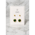 پک گوشواره میخی دو عددی سبز و طلایی