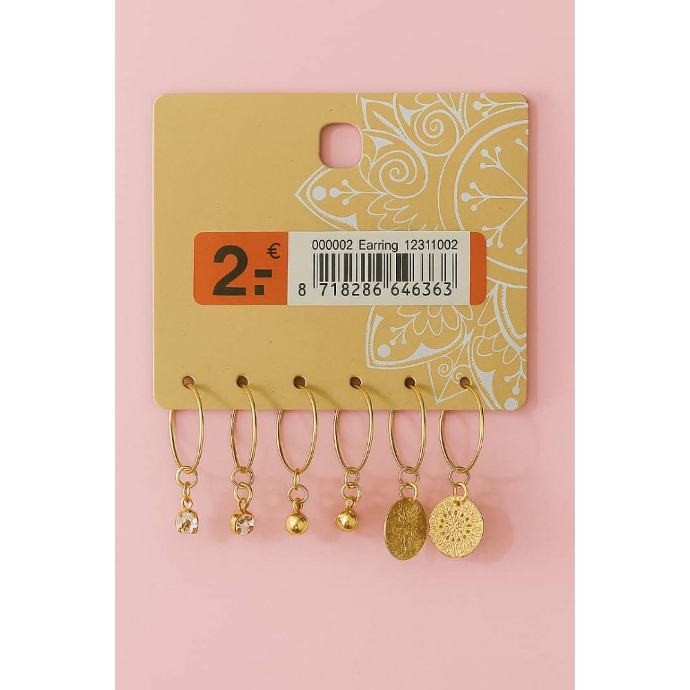 پک اقتصادی گوشواه 3 عددی حلقه ای طلایی