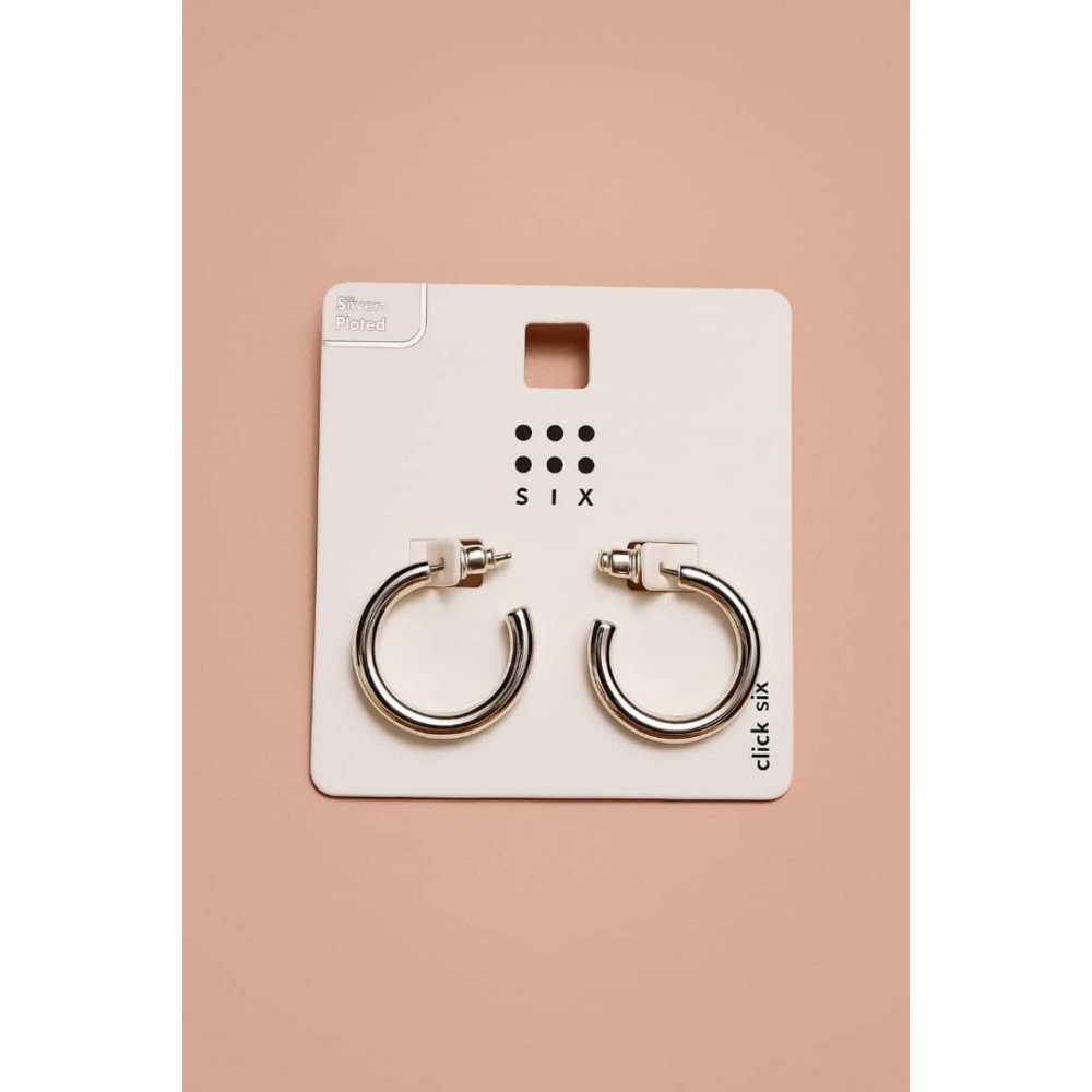 گوشواره نیم حلقه ای روکش نقره برند six