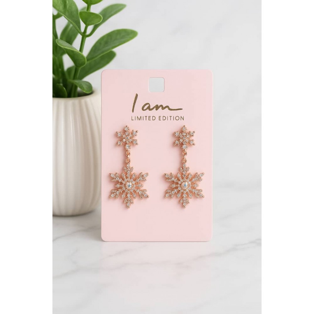 گوشواره طرح دانه برف فول نگین برند I am