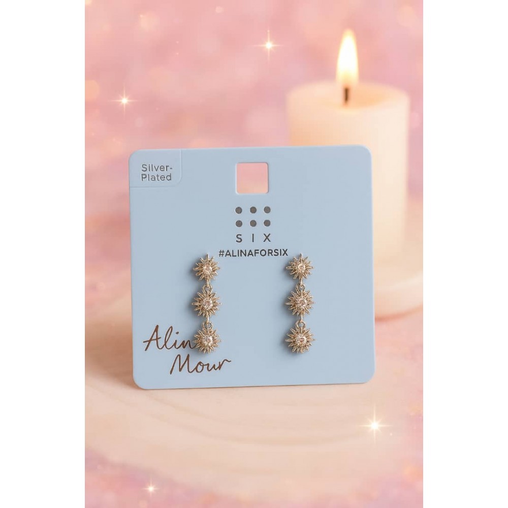 گوشواره آویز ستاره ای روکش نقره برند six