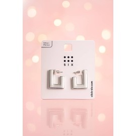 گوشواره میخی طرح L روکش نقره برند six