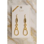 گوشواره آویز طلایی نگین دار روکش طلا برند TOSH