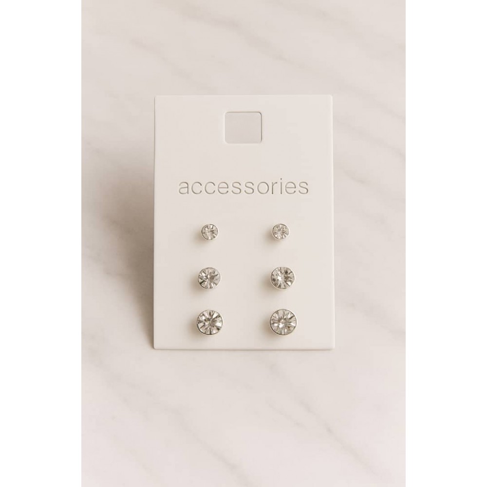 پک گوشواره 3 عددی میخی نگینی براق برند accessories