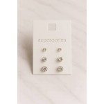 پک گوشواره 3 عددی میخی نگینی براق برند accessories