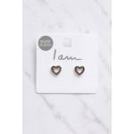 گوشواره میخی قلب روکش نقره با نگین های آبی برند I am