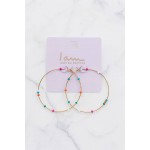 گوشواره حلقه ای طلایی با مهره های رنگی برند I am