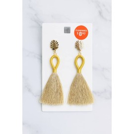 گوشواره آویز منگوله ای طلایی طرح برگ