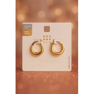 گوشواره استیل روکش طلا برند six