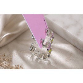 گوشواره نیم حلقه ای مارپیچ رنگی فانتزی برند six