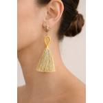 گوشواره آویز منگوله ای طلایی طرح برگ