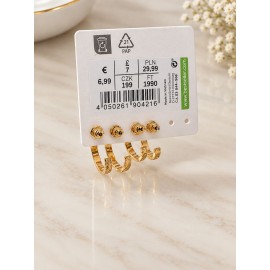 پک 2 جفتی گوشواره نیم حلقه ای طلایی برند accessories