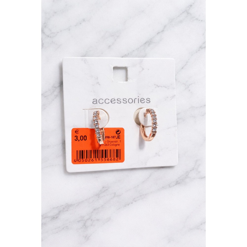 گوشواره حلقه ای طلایی نگین دار برند accessories