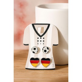 پک گوشواره 2 عددی میخی فانتزی توپ و پرچم آلمانی برند six